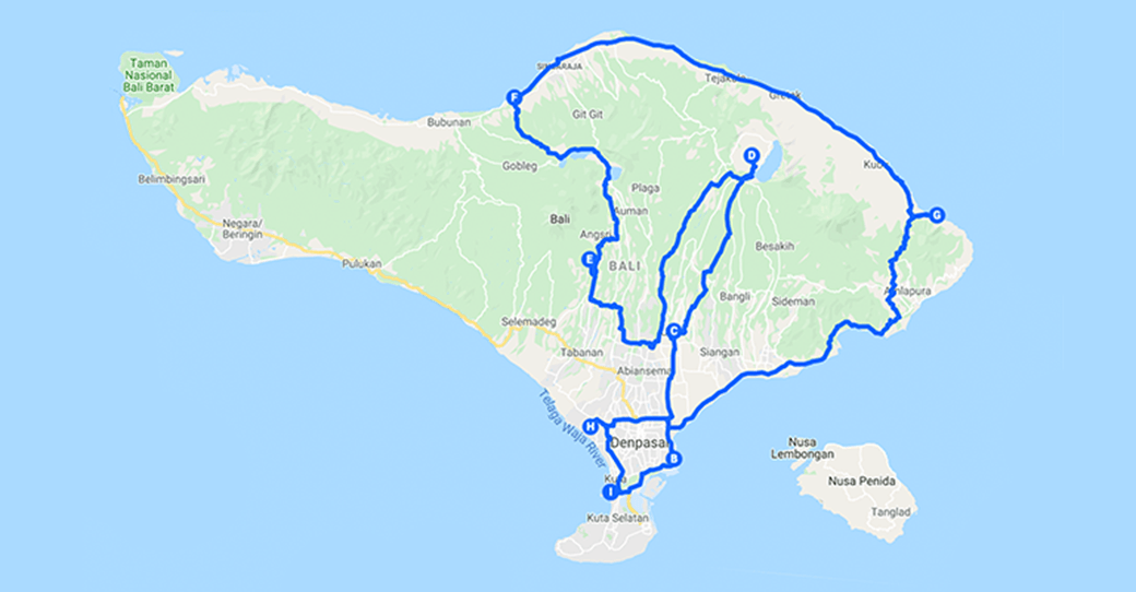 Roadmap unserer Reise auf Bali